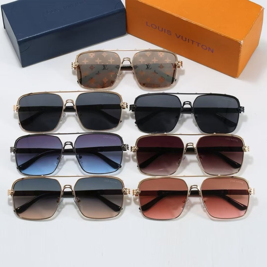 Louis vuitton Riveted Double Bridge Metal Square Sunglasses Square
