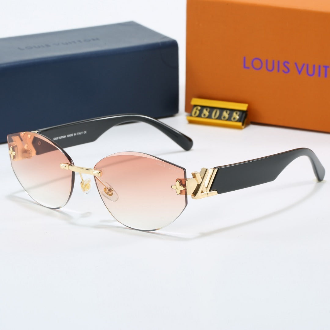 Louis vuitton Rimless Cat-Eye Sunglasses with Side Metal Logo 68088 Cat-Eye