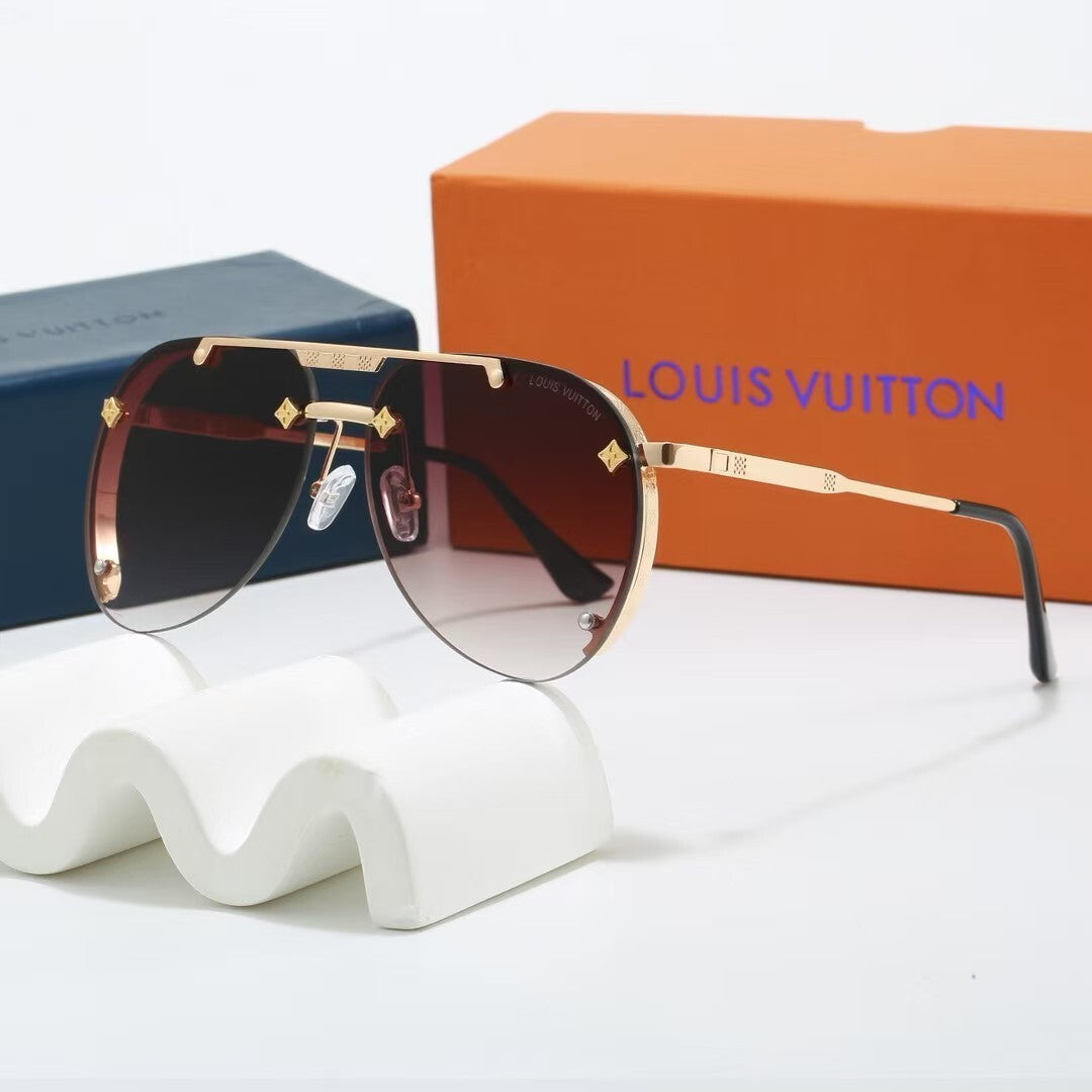 Louis vuitton Metal Double Bridge Aviator Sunglasses with Monogram Details Aviator