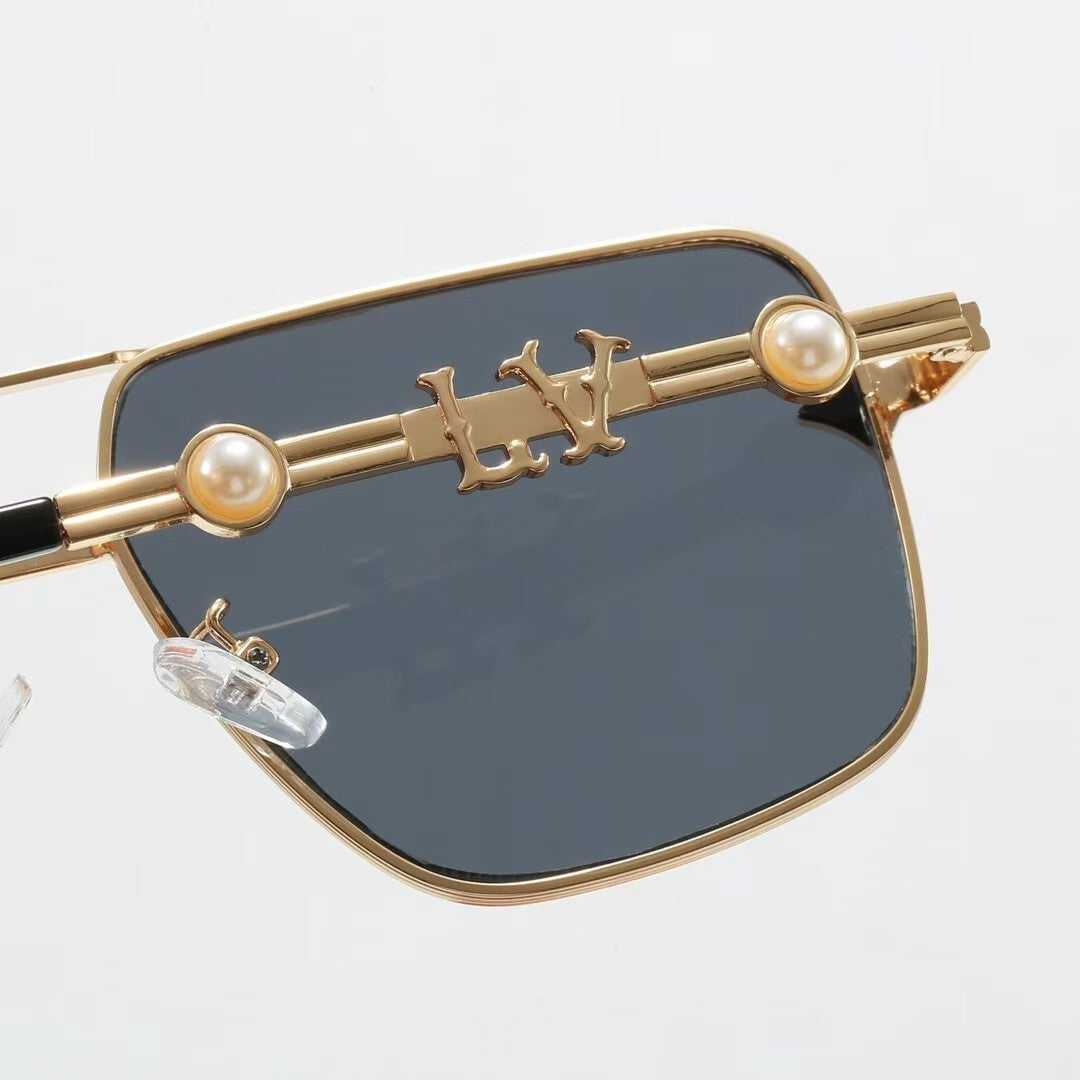 Louis vuitton Metal Double Bridge Square Sunglasses with Pearl & Monogram Details Square