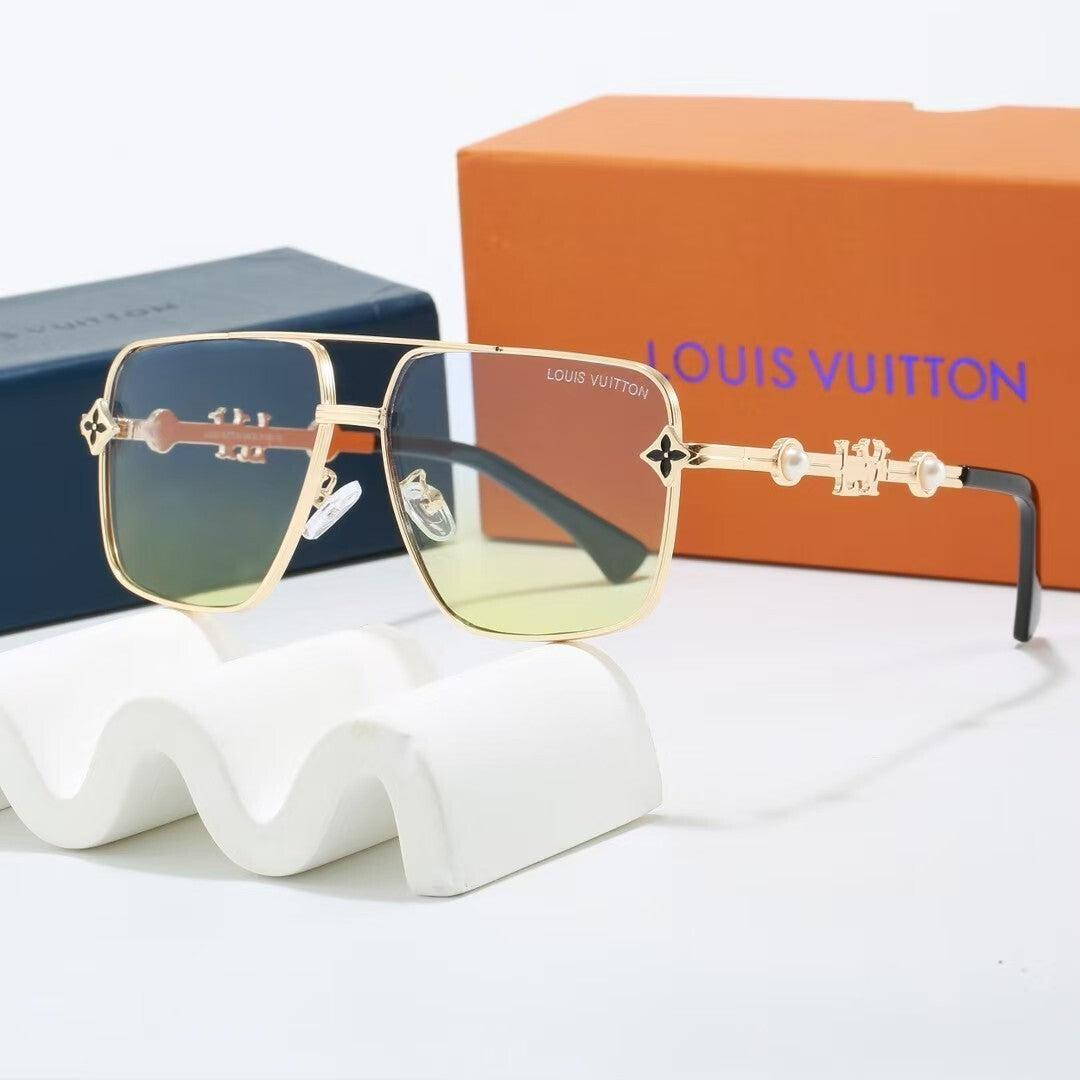 Louis vuitton Metal Double Bridge Square Sunglasses with Pearl & Monogram Details Square