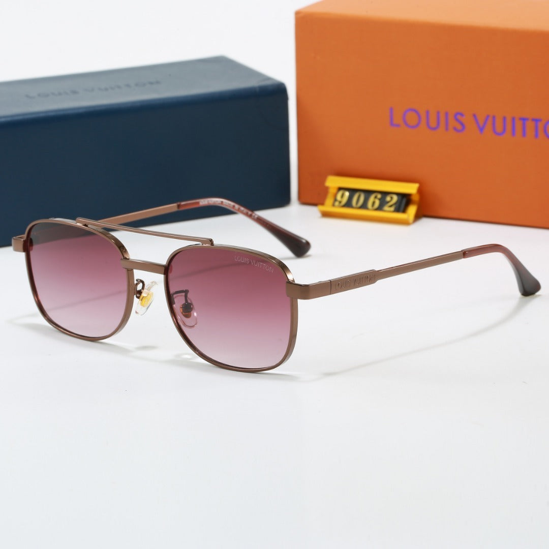 Louis vuitton Metal Double Bridge Square Sunglasses with Monogram Temples  9062 Square