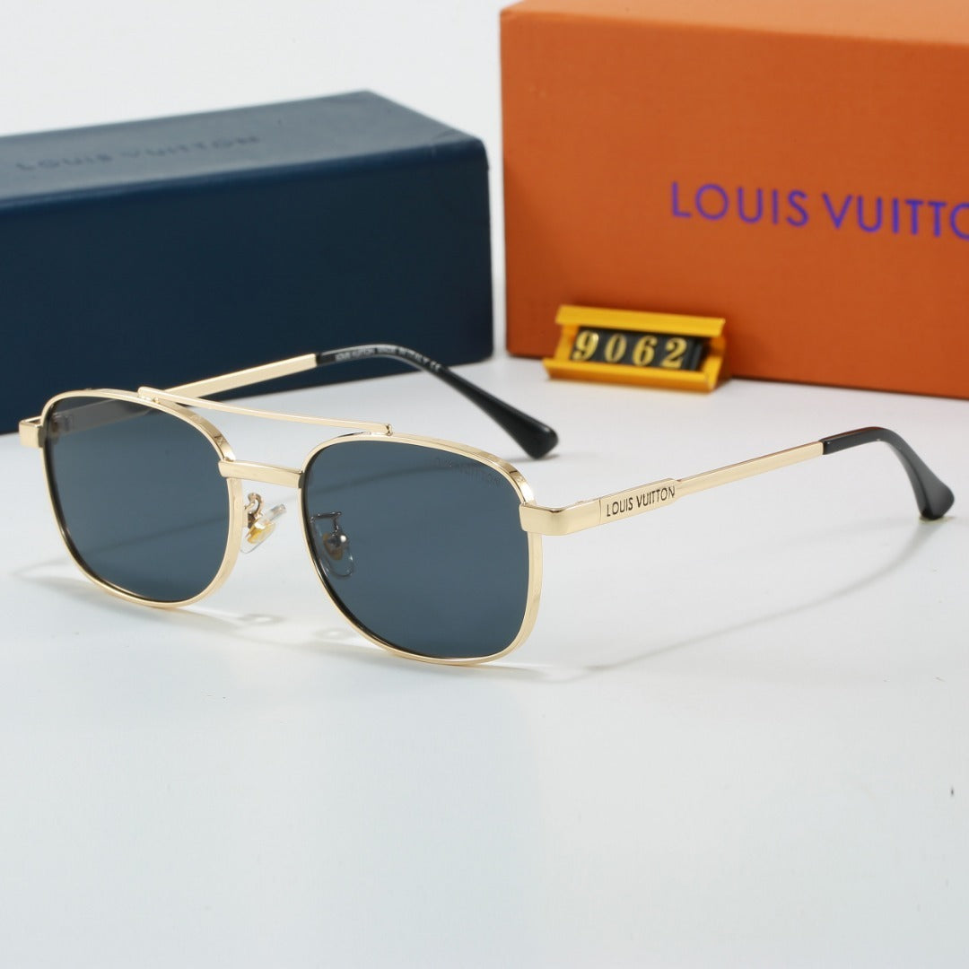 Louis vuitton Metal Double Bridge Square Sunglasses with Monogram Temples  9062 Square